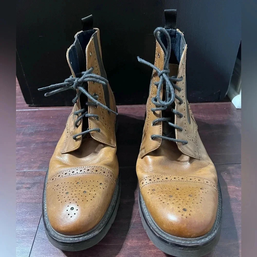 Johnston And Murphy 1850 Kinley Cap Toe Boots Tan Calfskin Leather Mens 9.5M EUC